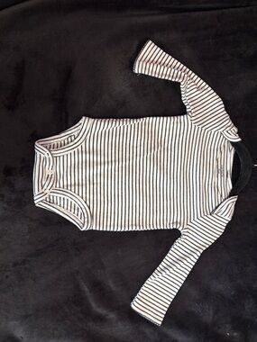 Carter's White and Black Striped Long-Sleeve Bodysuit